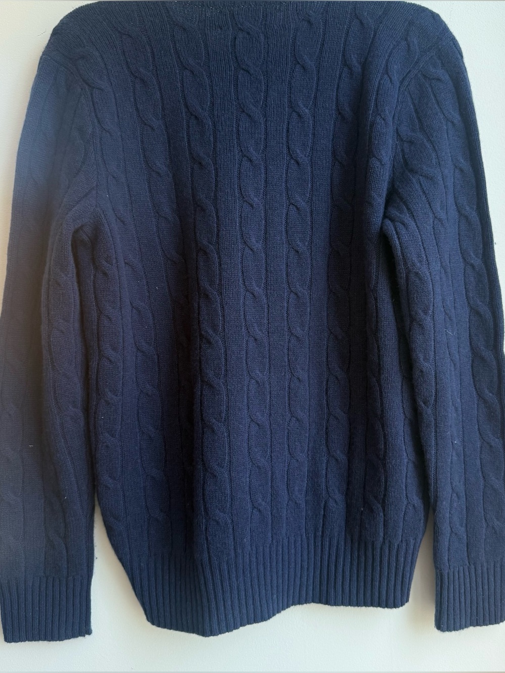 Polo by Ralph Lauren Iconic Cable-Knit 100% Cashmere Sweater. Hunter Navy. - Picture 3 of 8